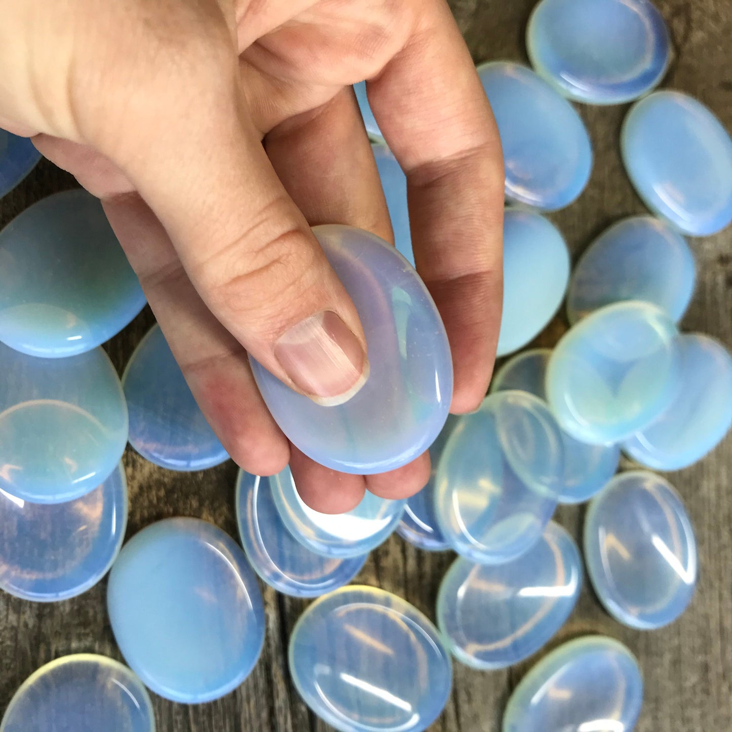 Opalite Worry Stone (Approx. 1 3/8" x 1 3/4")  Polished Stone for Wire Wrapping or Crystal Grid Supply 1415