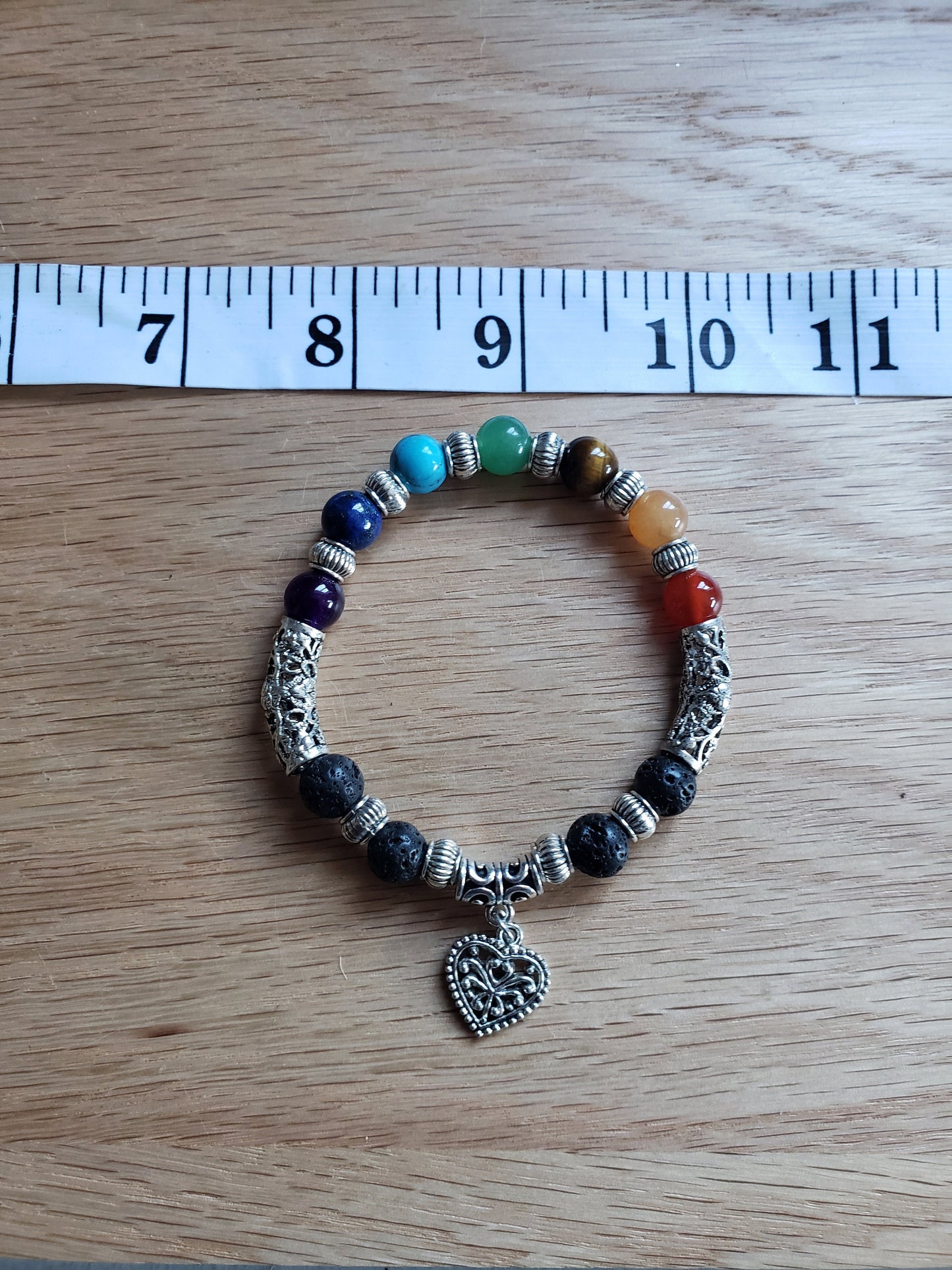 Ornate Chakra Bracelet with Lava Beads BRC-0003