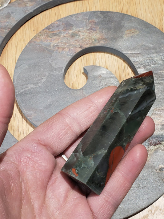 African Blood Agate Obelisk, Polished, Beautiful, Grid Making 0303