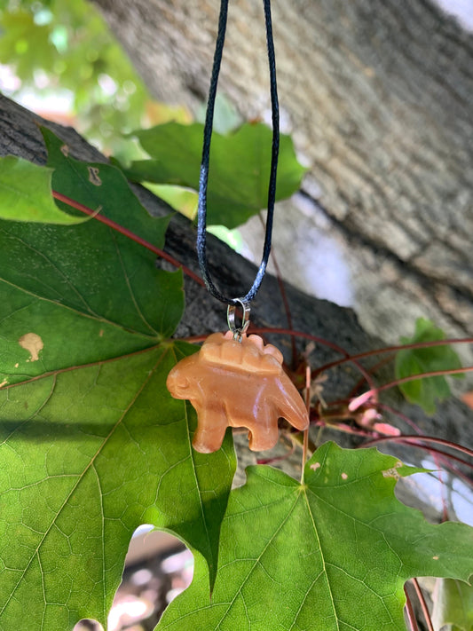 Orange Jasper Dinosaur Necklace. 1179