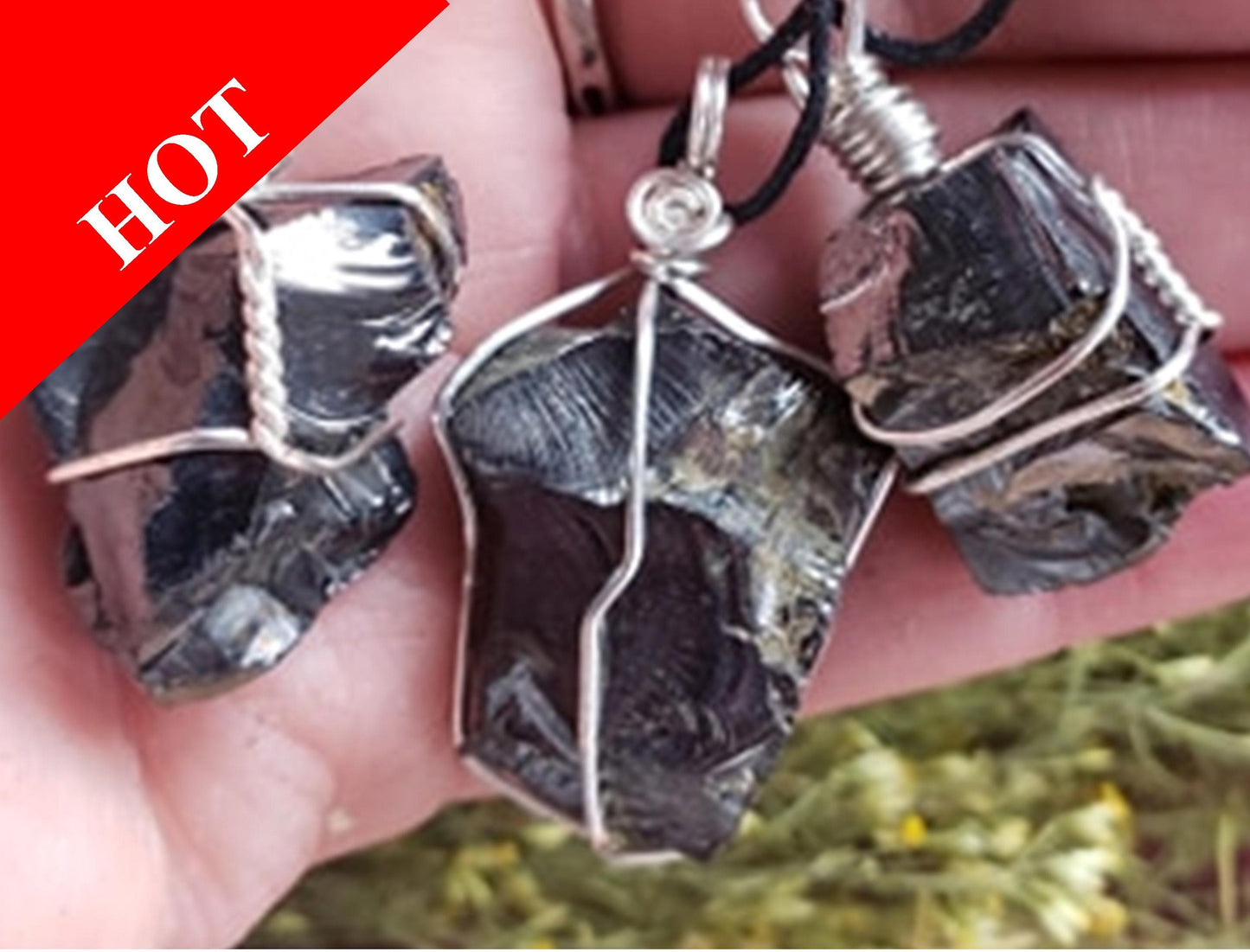 Shungite Wire Wrapped Necklace HOT ITEM, HOT-0003