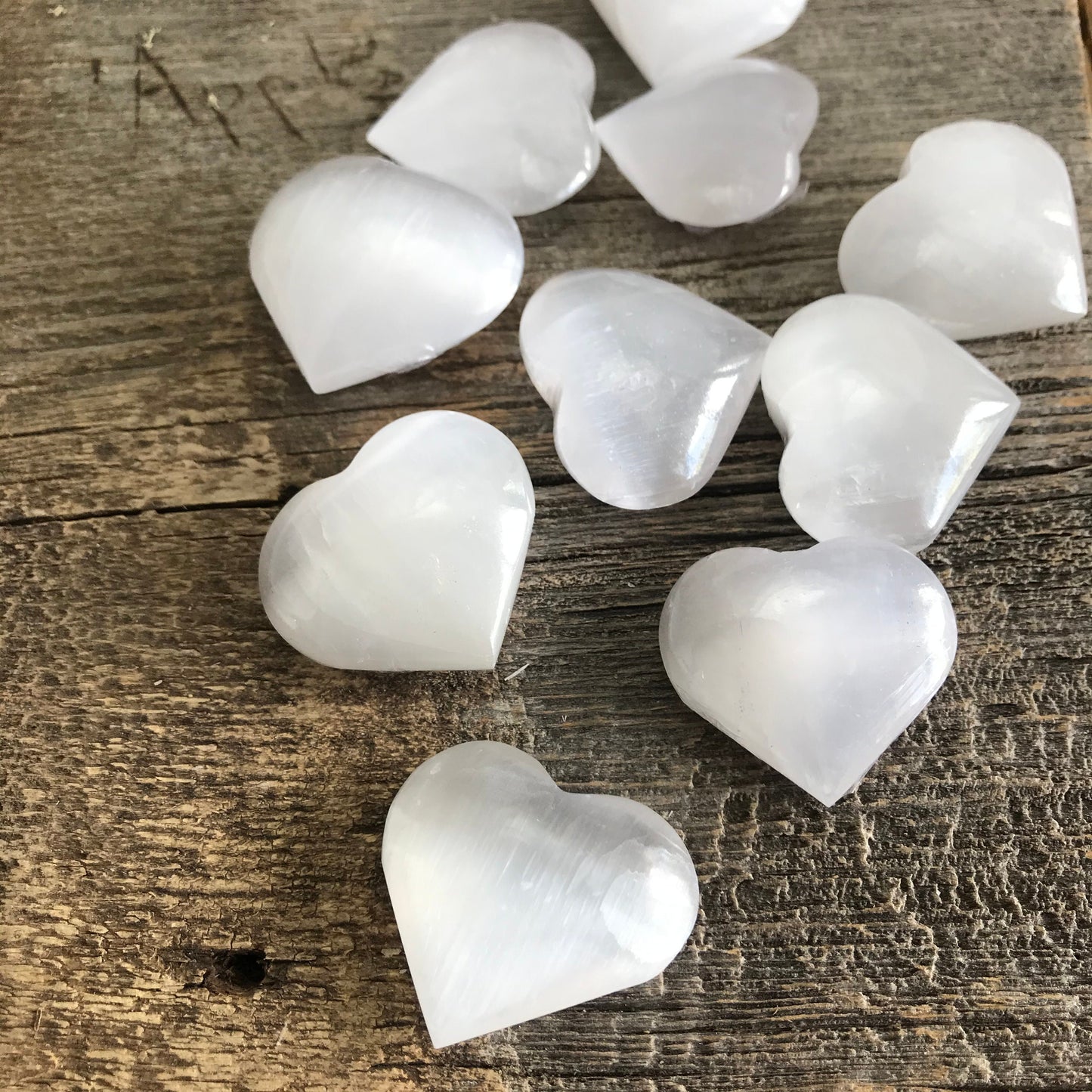 Selenite Heart,  (Approx. 1 3/4" - 2") for Crown Chakra, Crystal Heart, Supply for Crystal Grid, for Cleansing G-0023