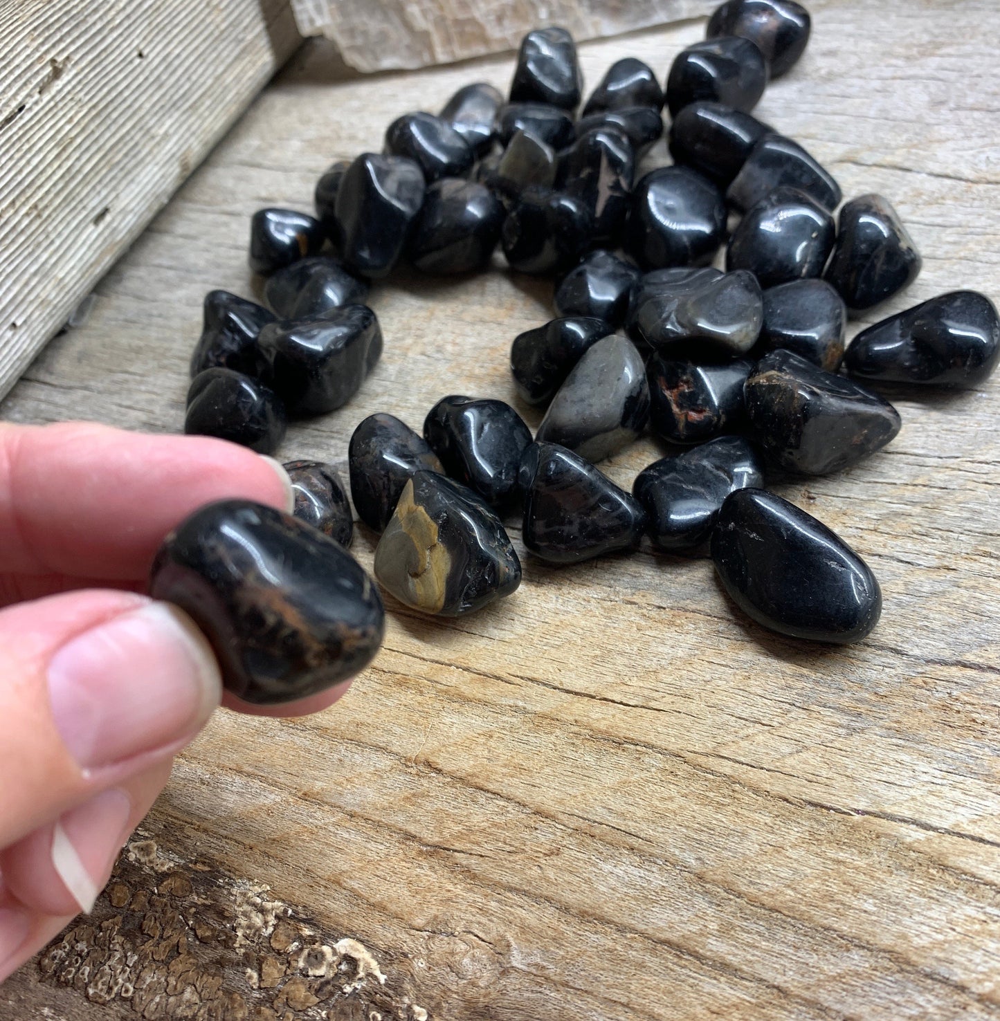 Black Onyx Tumbled Stone BIN-1407 Approx. 5/8”- 7/8”