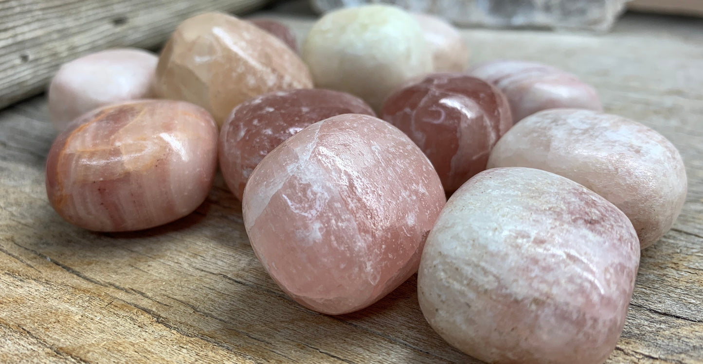 Rose Calcite Tumbled Stone 0657 Approx. 1 1/4”- 1 1/2”