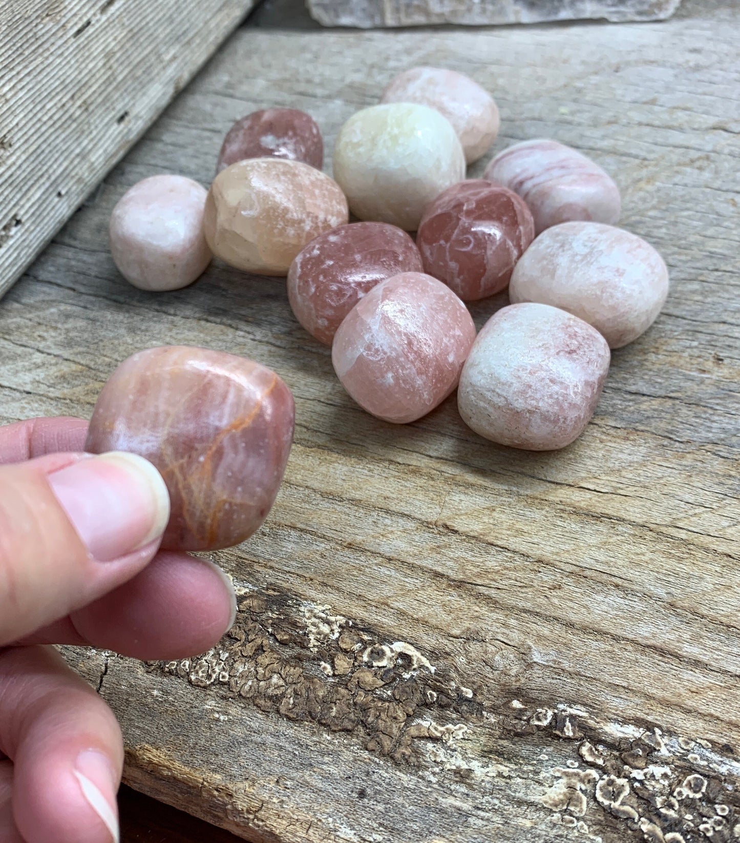 Rose Calcite Tumbled Stone 0657 Approx. 1 1/4”- 1 1/2”