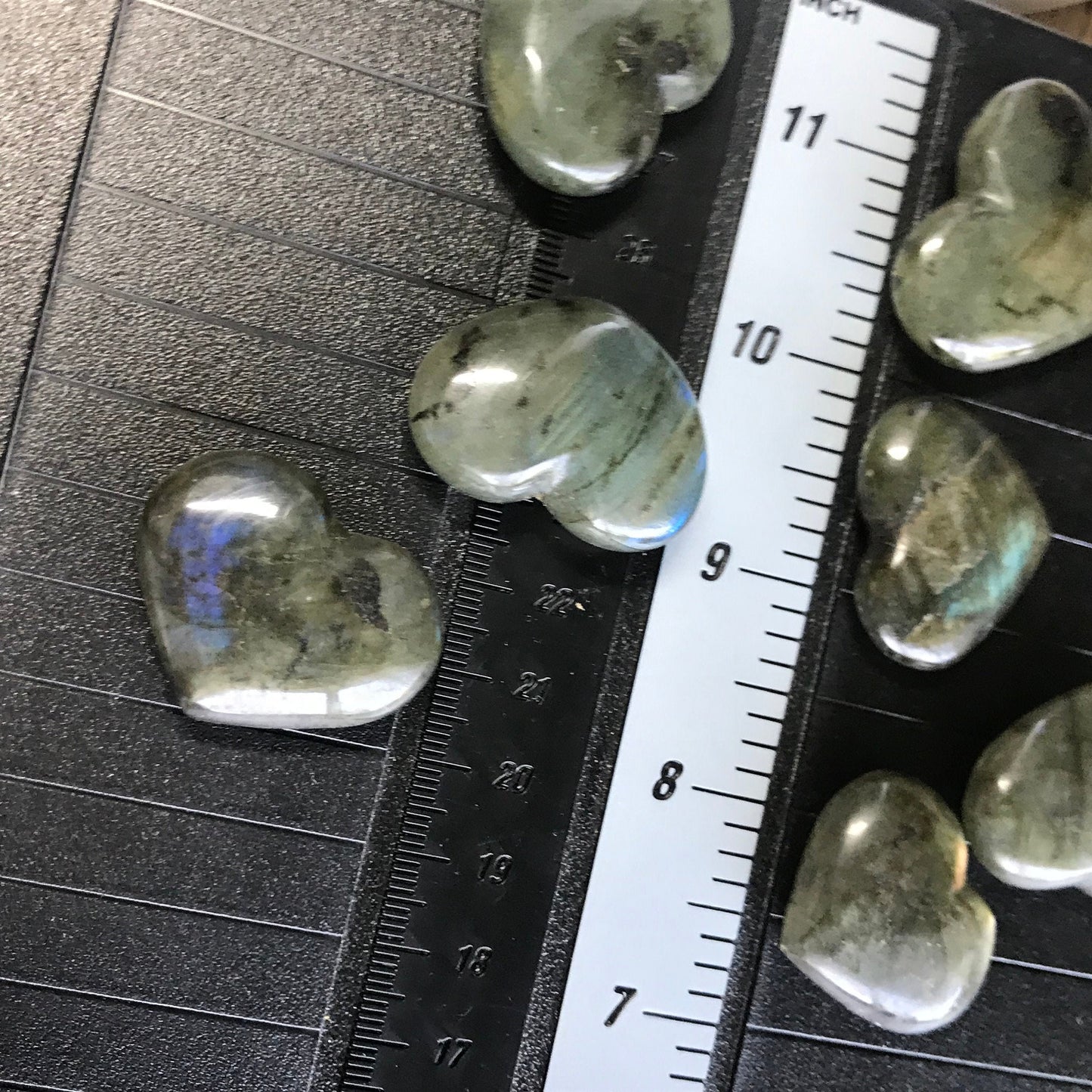 Labradorite Heart, Beautiful Flash (Approx. 1" to 1 1/2" wide) 0522Healing Iridescent Green Feldspar, Stone for Wire Wrapping