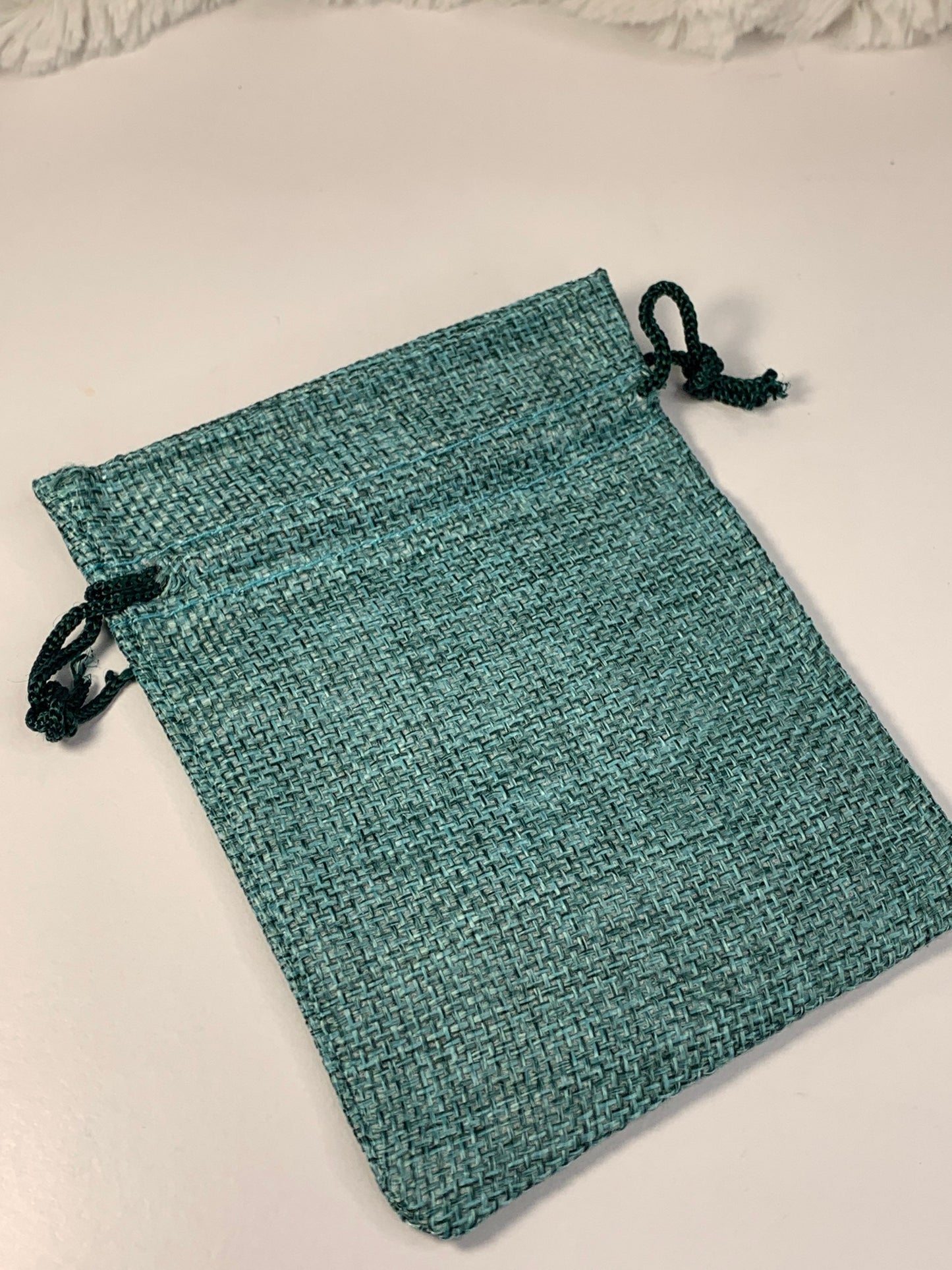 Aqua Green Burlap Drawstring Bag (Approx. 3 1/2" x 4 1/4") BAG-0010