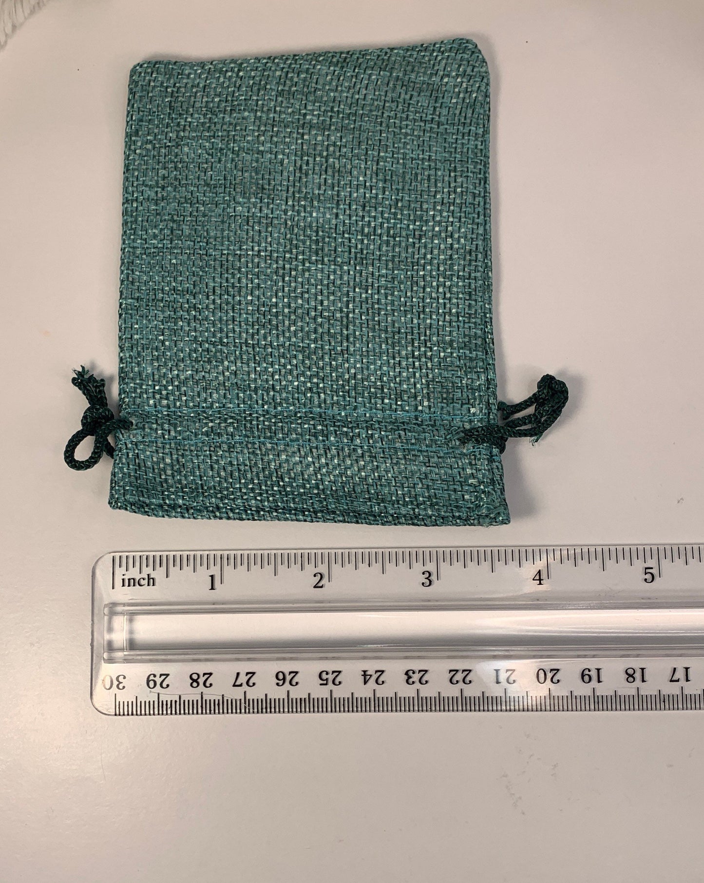 Aqua Green Burlap Drawstring Bag (Approx. 3 1/2" x 4 1/4") BAG-0010