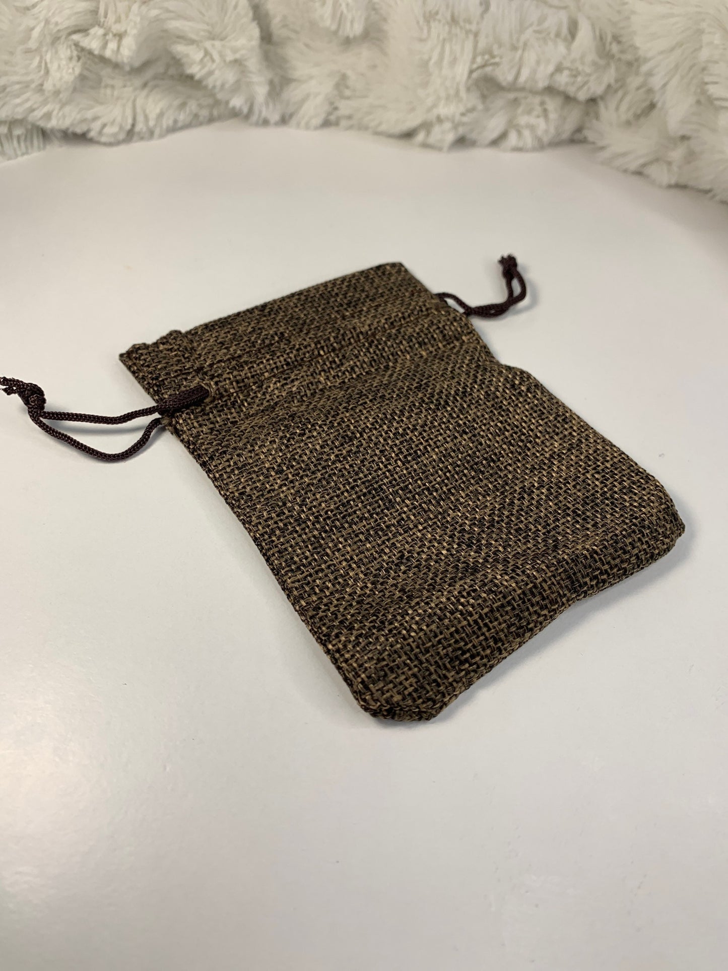 Coffee Brown Burlap Drawstring Bag (Approx. 3 1/2" x 4 1/4") BAG-0011