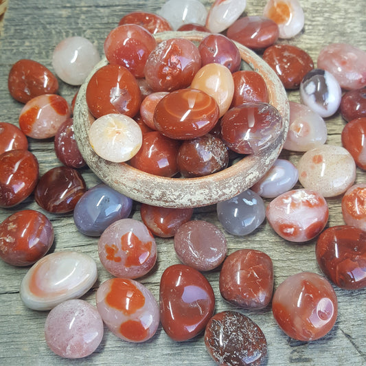 Red Agate, Carnelian Approx. 3/4" - 1 1/3")  Polished Stone of Transition, for Wire Wrapping or Crystal Grid Supply BIN-1455