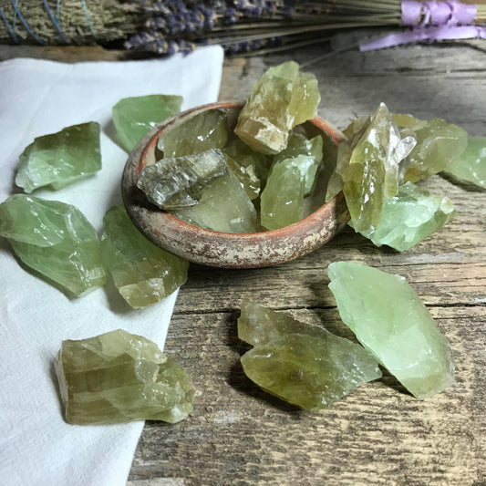 Green Calcite, One stone (Approx 1 3/4 "x 3/4" ), Rough Green Healing Crystal, Energy Cleanser, Heart Chakra 1273