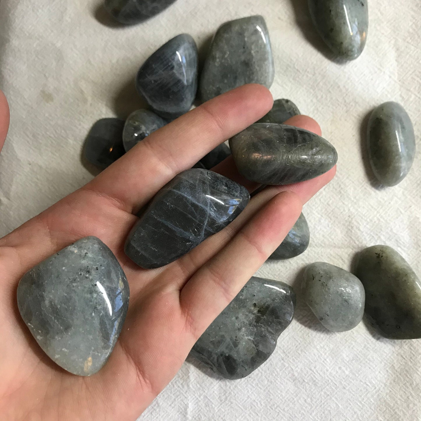 Purple Yellow Labradorite, Polished Tumbled Stone (Approx 1 1/3" long) for Wire Wrapping or Crystal Grid Supply 0702