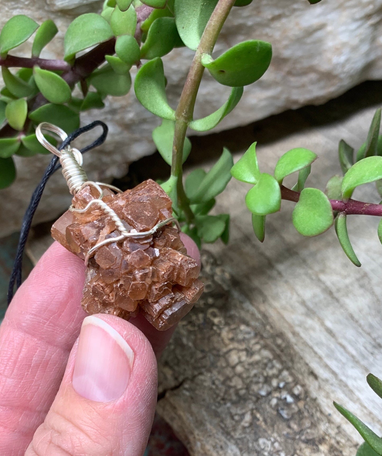 Aragonite Necklace, Wire Wrapped, Hand Made, Beautiful, Abundance NCK-0376