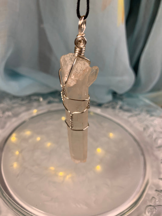 Lemurian Necklace, Wire Wrapped, Record Keeper, Clarity, Hand Made NCK-0042