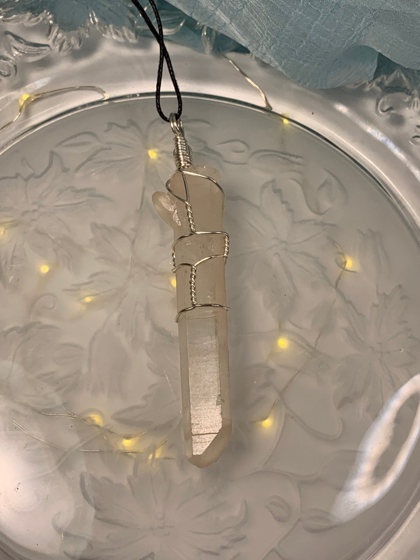 Lemurian Necklace, Wire Wrapped, Record Keeper, Clarity, Hand Made NCK-0042