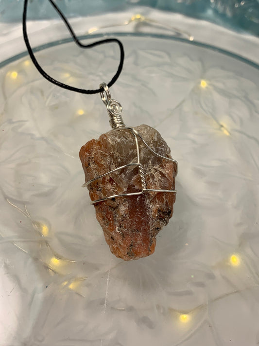 Sunstone Necklace, Wire Wrapped, Hand Made, Joyful Stone, Gift Item NCK-0034