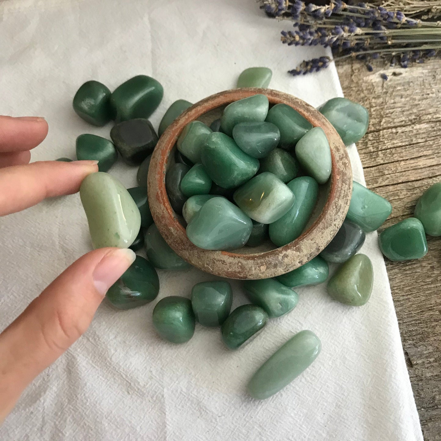 Polished Green Aventurine, Tumbled Stone (Approx. 3/4" - 1 1/4" long) for Wire Wrapping or Crystal Grid Supply 1448