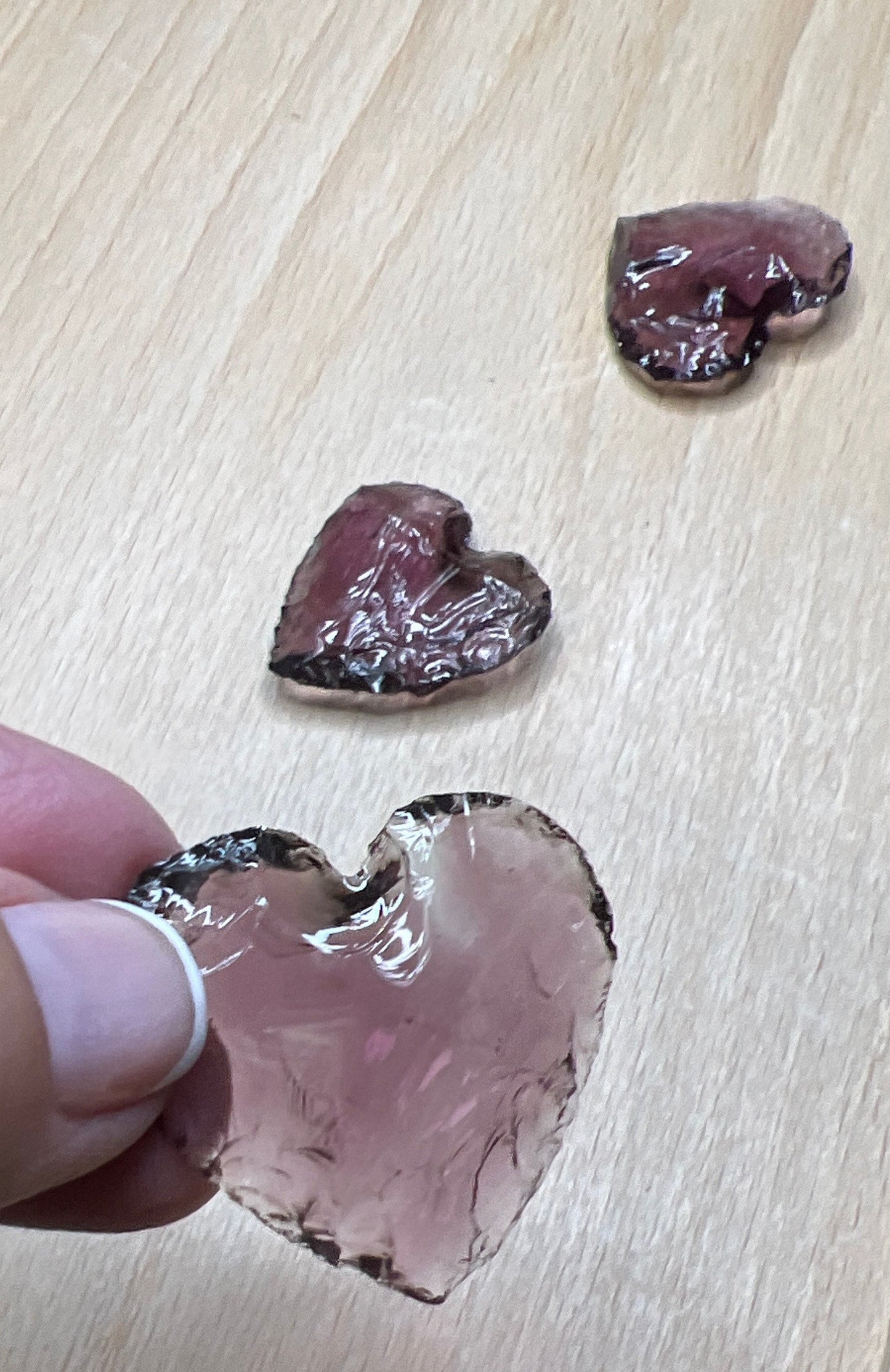 Purple Knapped Obsidian Heart (Synthetic) 1356 (Approx. 1”- 1 5/8”)