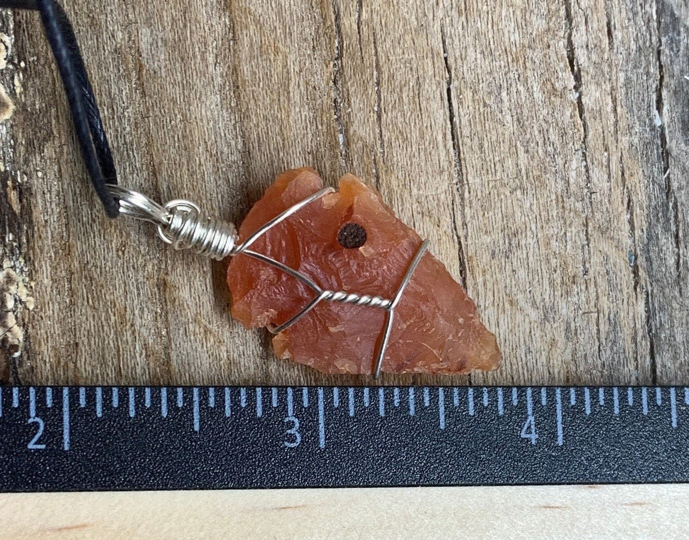 Carnelian Wire Wrapped Arrowhead Necklace 1109