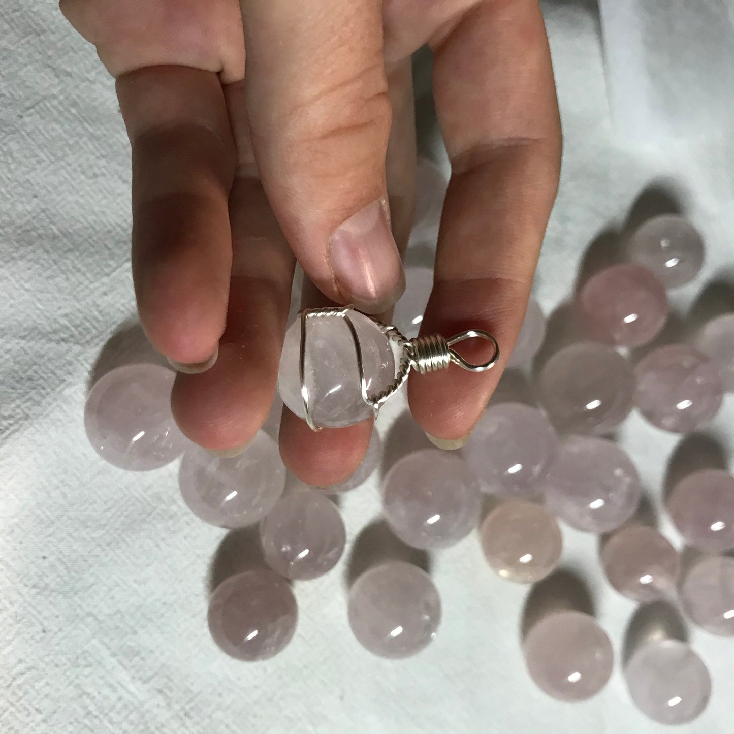 Rose Quartz, Polished Crystal Spheres (Approx. 1/2") Polished Stone for the Heart Chakra, for Wire Wrapping or Crystal Grid Supply 0316
