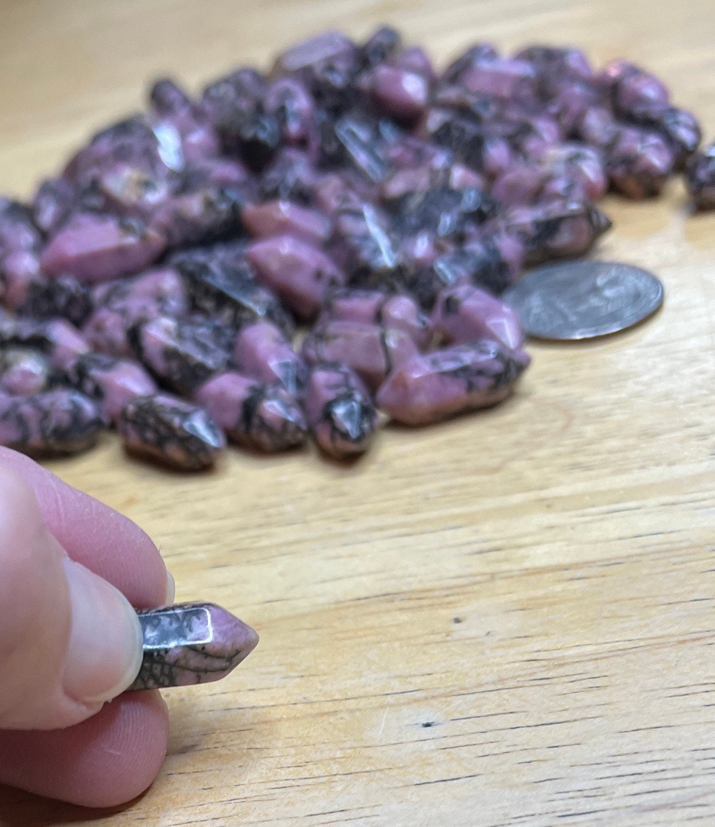 Rhodonite Double Terminated Crystal Point (Approx. 3/4") T-0026