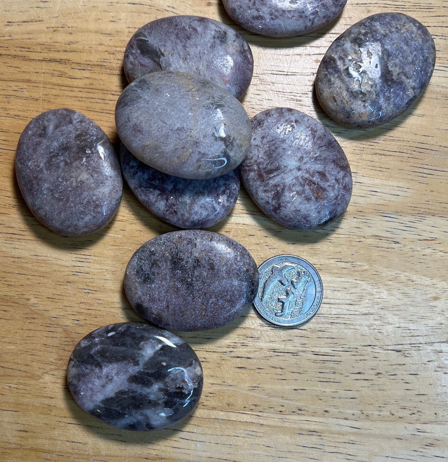 Lepidolite Palm Stone 1383 (Approx. 1 1/4 - 1 5-8”)