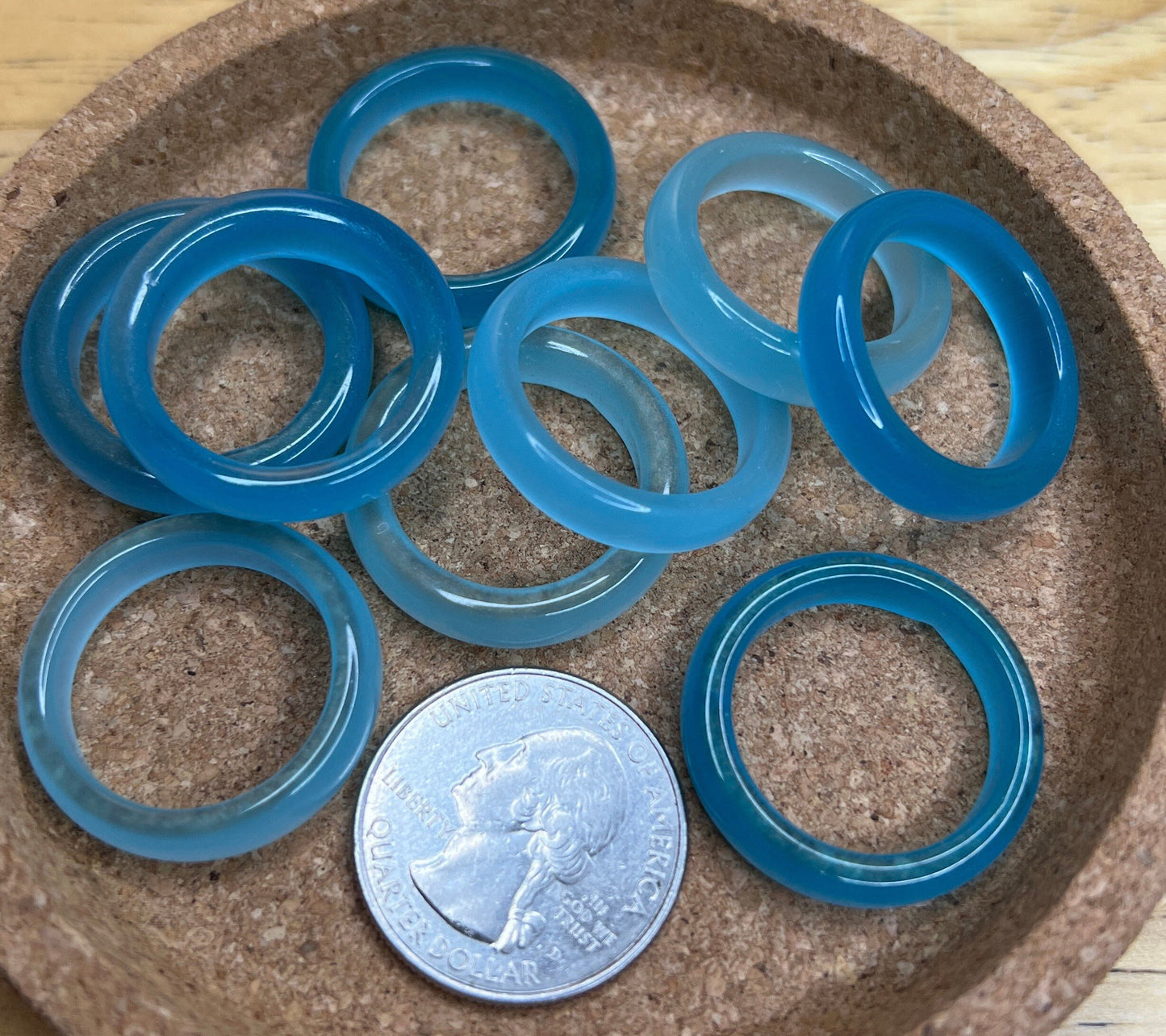 Aqua Blue Fiber Optic Cats Eye Ring Stone Ring   Size 6  RNG-0067