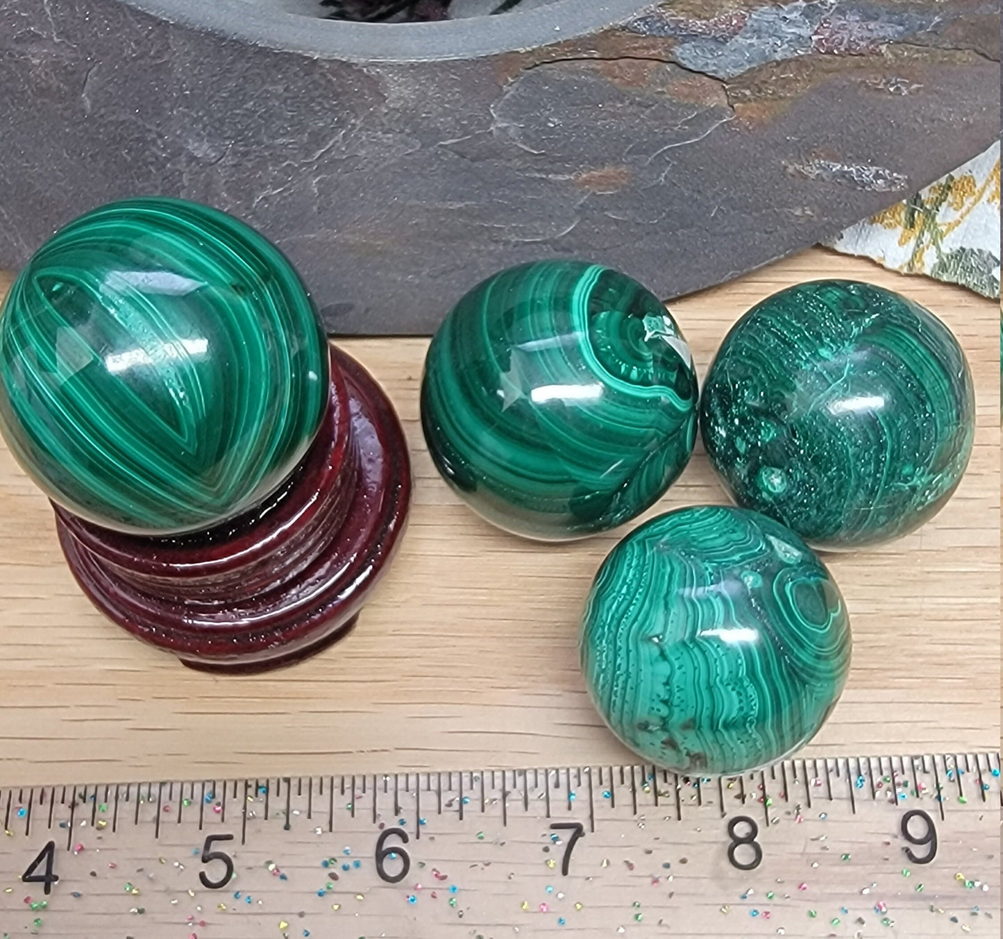 Malachite Sphere 0348 Natural. Authentic. (Approx. 38 mm - 43 mm)