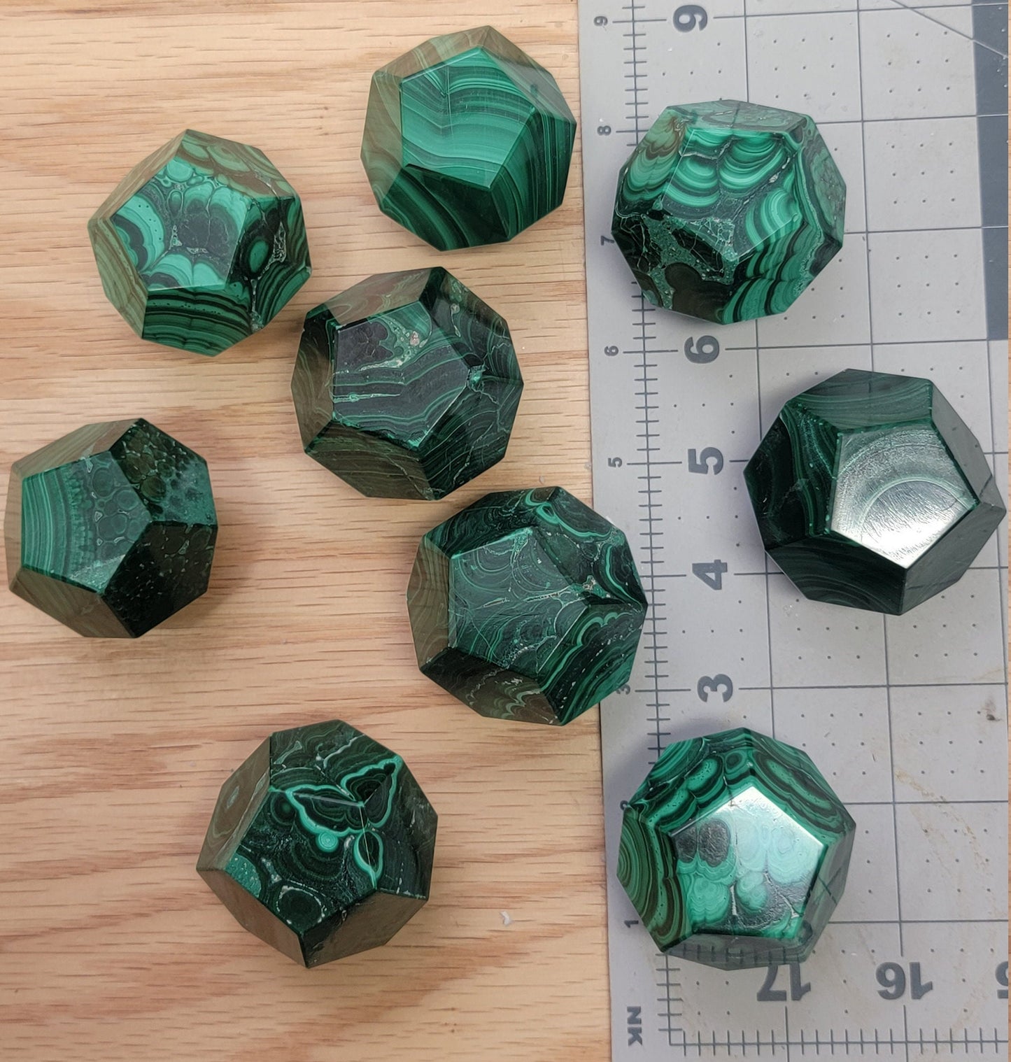 Malachite Dodecahedron 1474 Natural. Authentic. (Approx. 1.9”- 2.1”)