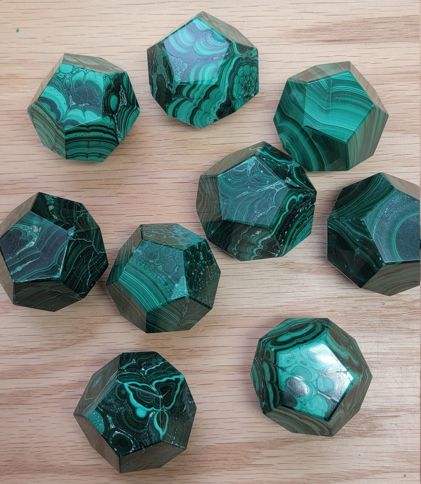 Malachite Dodecahedron 1474 Natural. Authentic. (Approx. 1.9”- 2.1”)