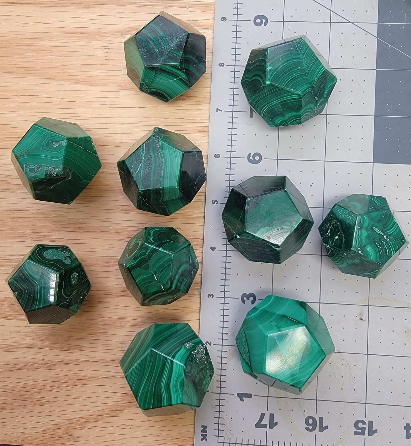 Malachite Dodecahedron 1503 Natural. Authentic. (Approx. 1.7”- 1.85”)