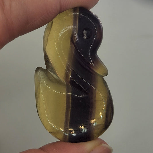 Yellow Fluorite Swan Carving (Approx. 1 5/8" - 2 1/2") 0067