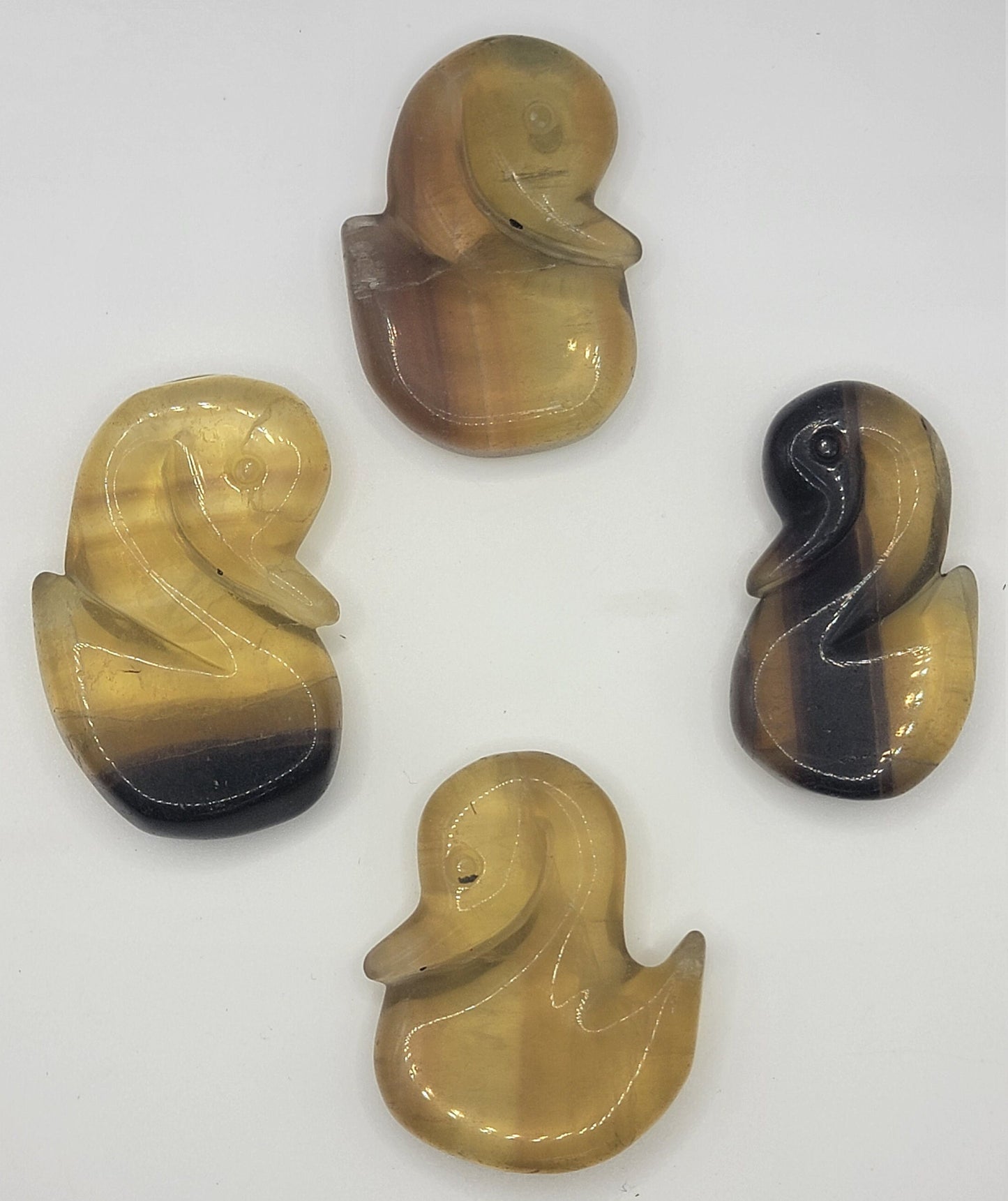 Yellow Fluorite Swan Carving (Approx. 1 5/8" - 2 1/2") 0067