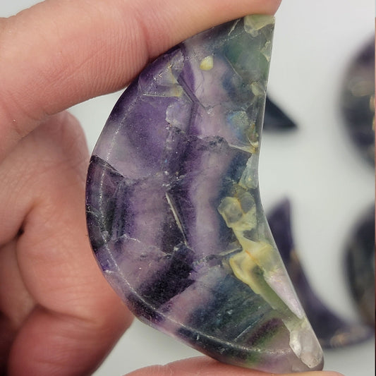 Carved Fluorite Moon (Approx. 2" - 3") 0957