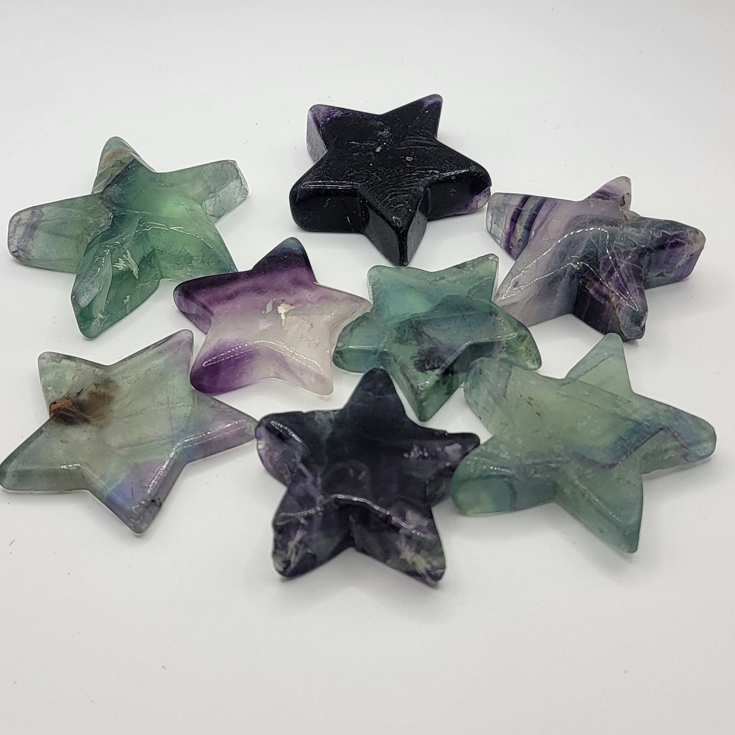 Carved Fluorite Star (Approx. 1 1/2" - 2") 1476 Crown Chakra, Memory, Learning, Calming