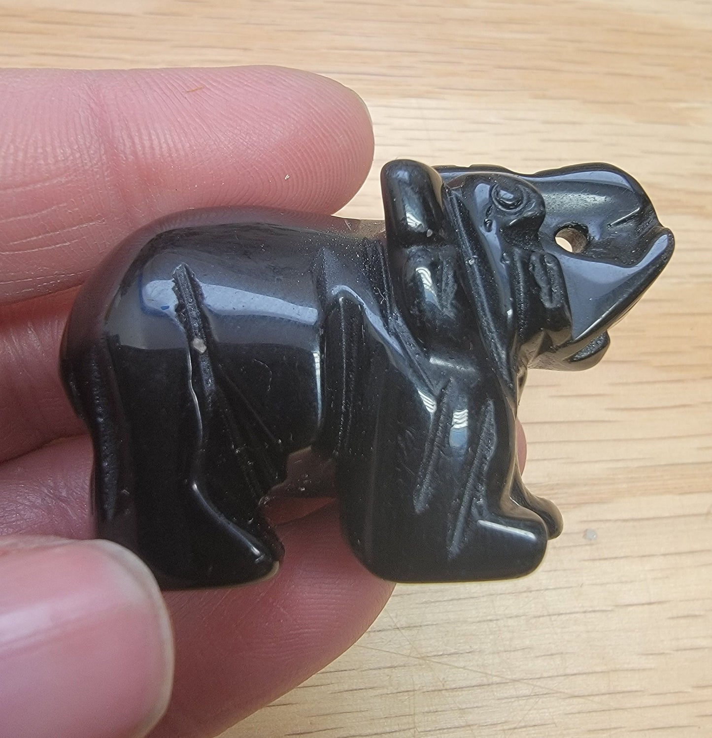 Black Obsidian Carved Elephant (Approx. 2") 0971