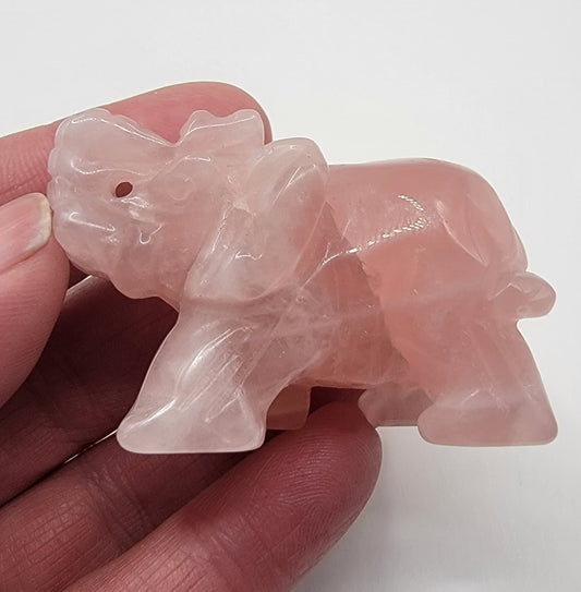 Rose Quartz Carved Elephant (Approx. 2") 0954