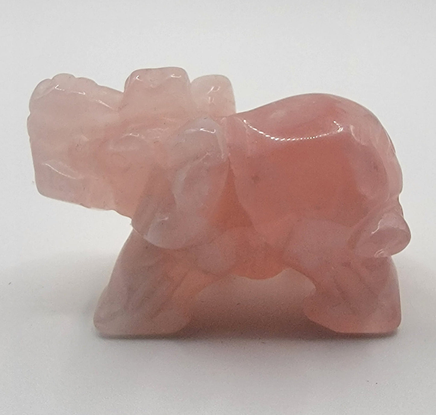 Rose Quartz Carved Elephant (Approx. 2") 0954