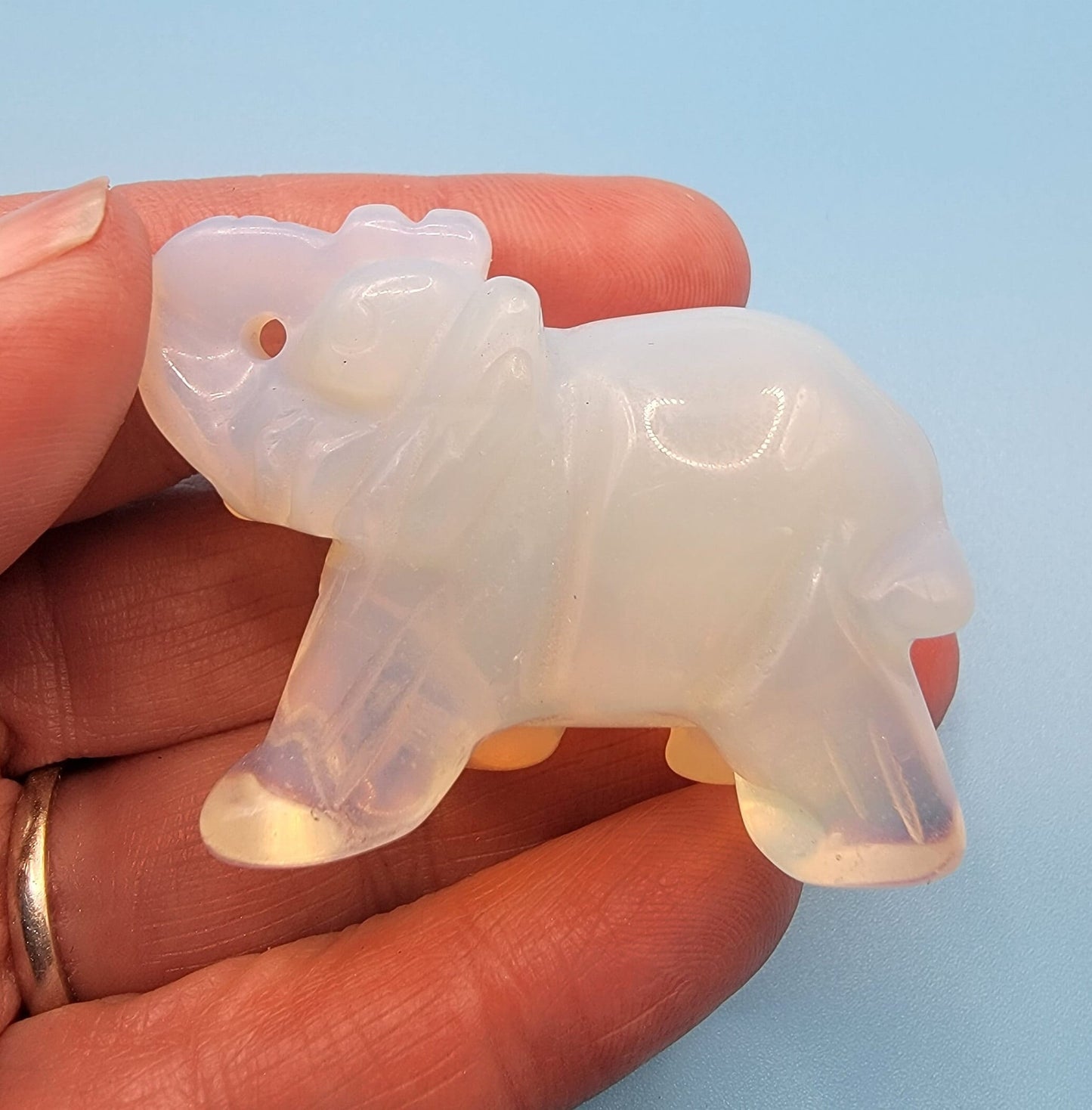 Opalite Carved Elephant (Approx. 2") 0079