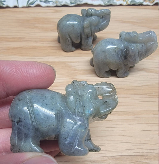 Labradorite Carved Elephant (Approx. 2") 0179