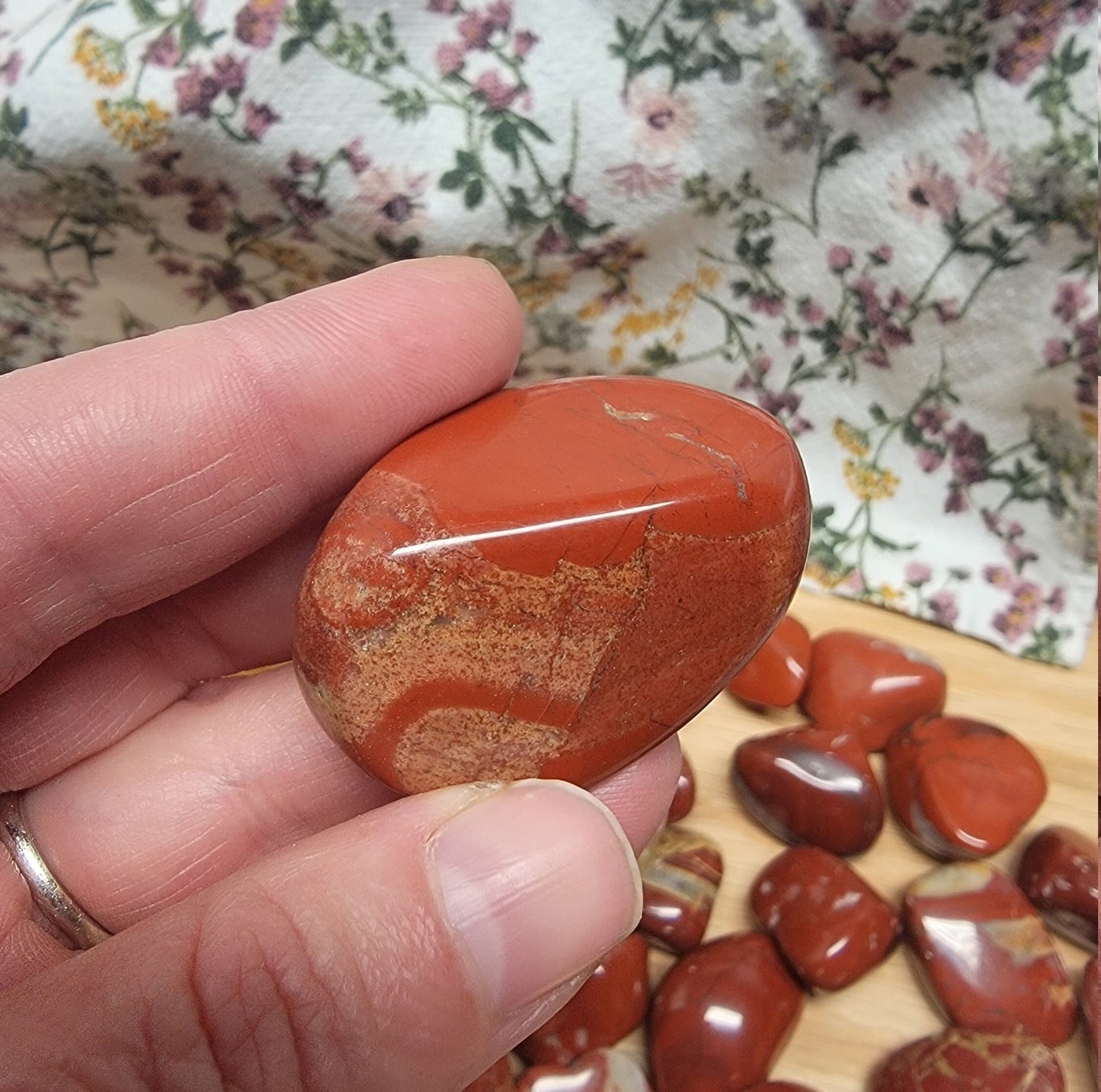 Red Jasper, Large, Polished Tumbled Stone (Approx. 1 1/2" - 2"), for Wire Wrapping or Crystal Grid Supply BIN-1385