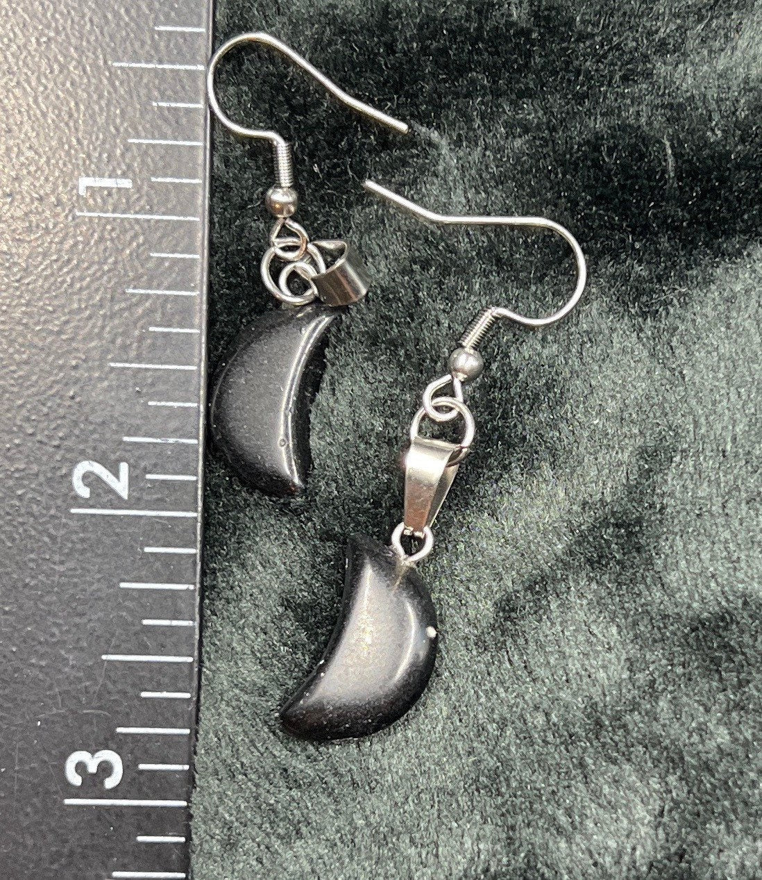 Black Obsidian Moon Earrings EAR-0067