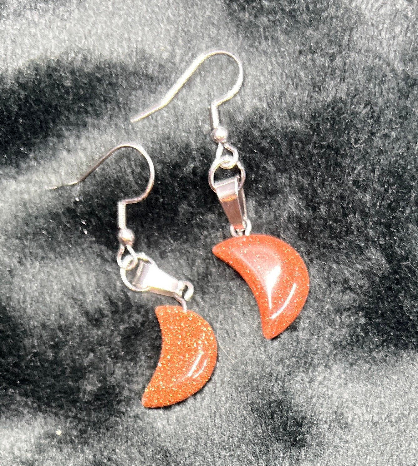 Goldstone Moon Earrings EAR-0065