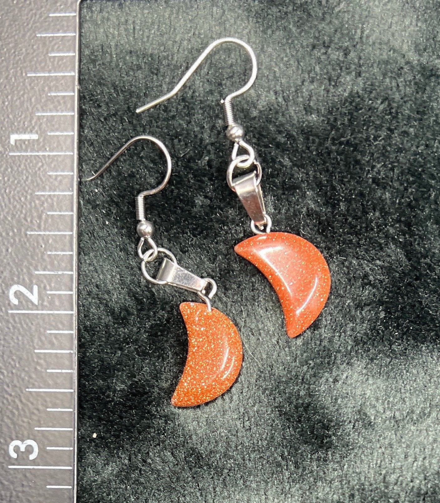 Goldstone Moon Earrings EAR-0065