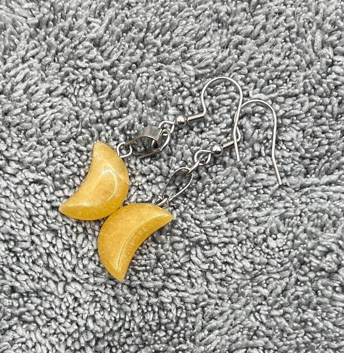 Yellow Agate Moon Earrings EAR-0062