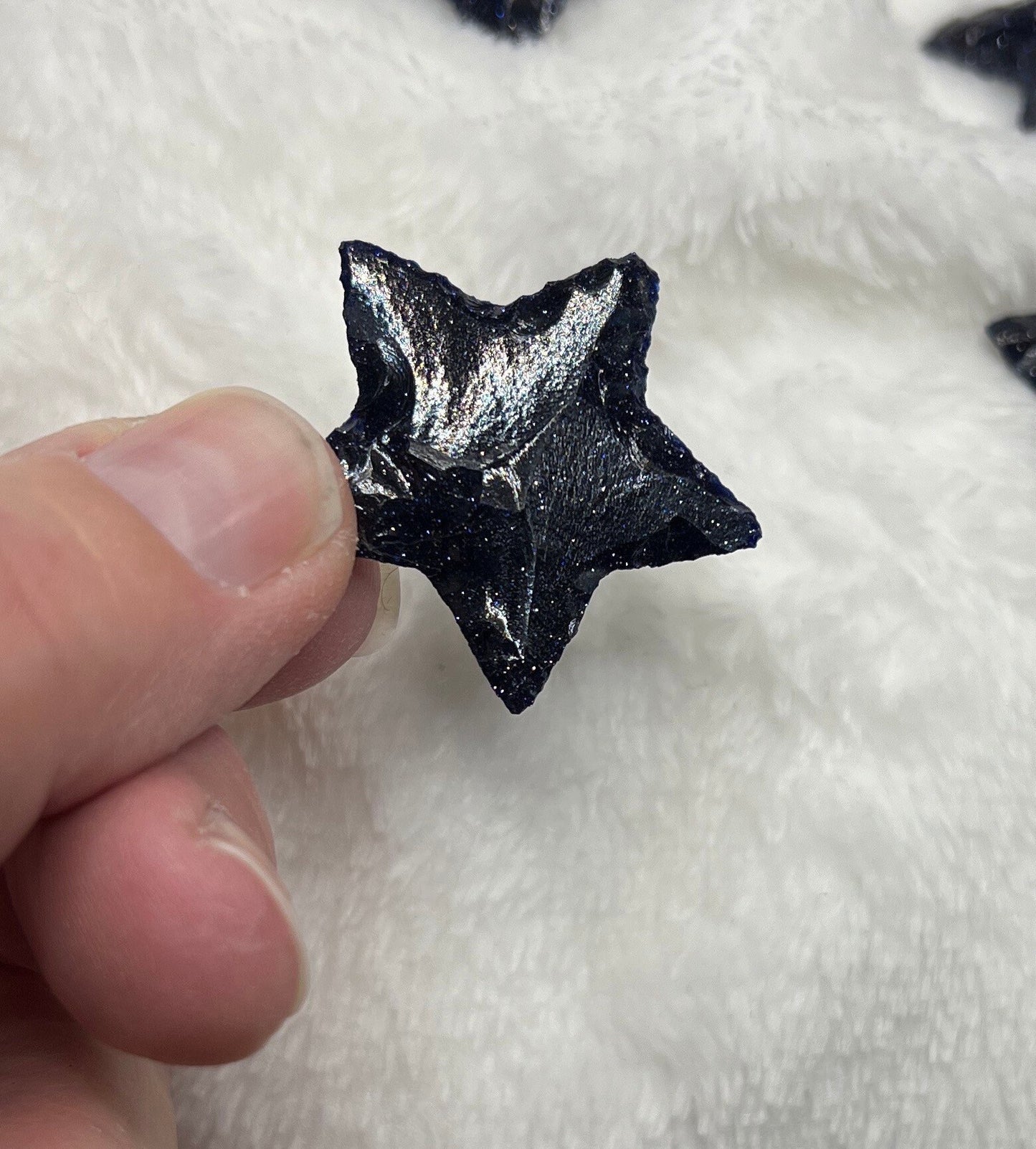Blue Goldstone Knapped Star 1349 (Approx. 1 1/4" - 1 1/2”)