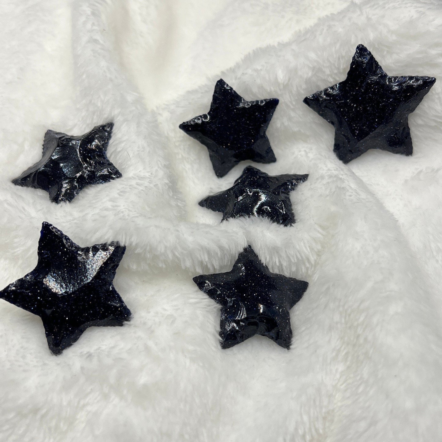 Blue Goldstone Knapped Star 1349 (Approx. 1 1/4" - 1 1/2”)