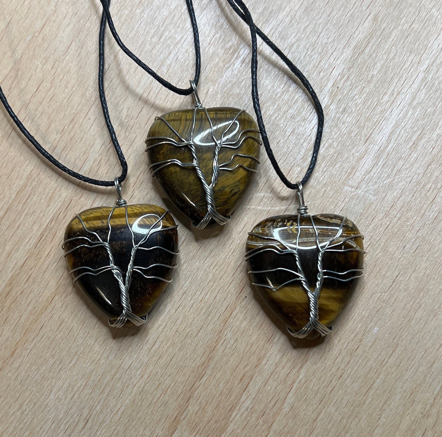 Tigers Eye Heart  Wire Wrapped Necklace NCK-2666 Tree of Life