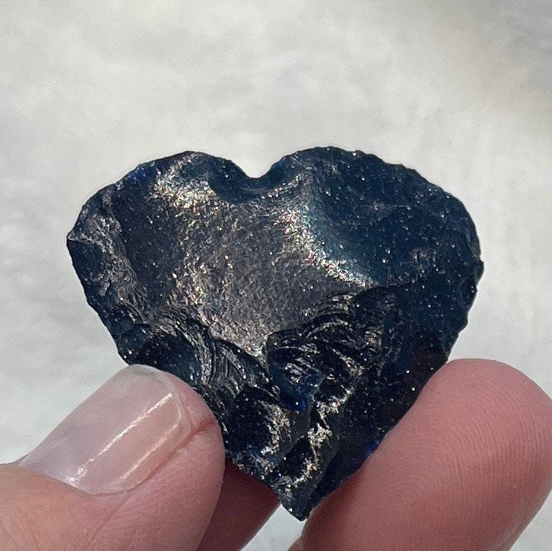 Blue Goldstone Knapped Heart (Approx. 1 1/4" - 1 1/2") 1332