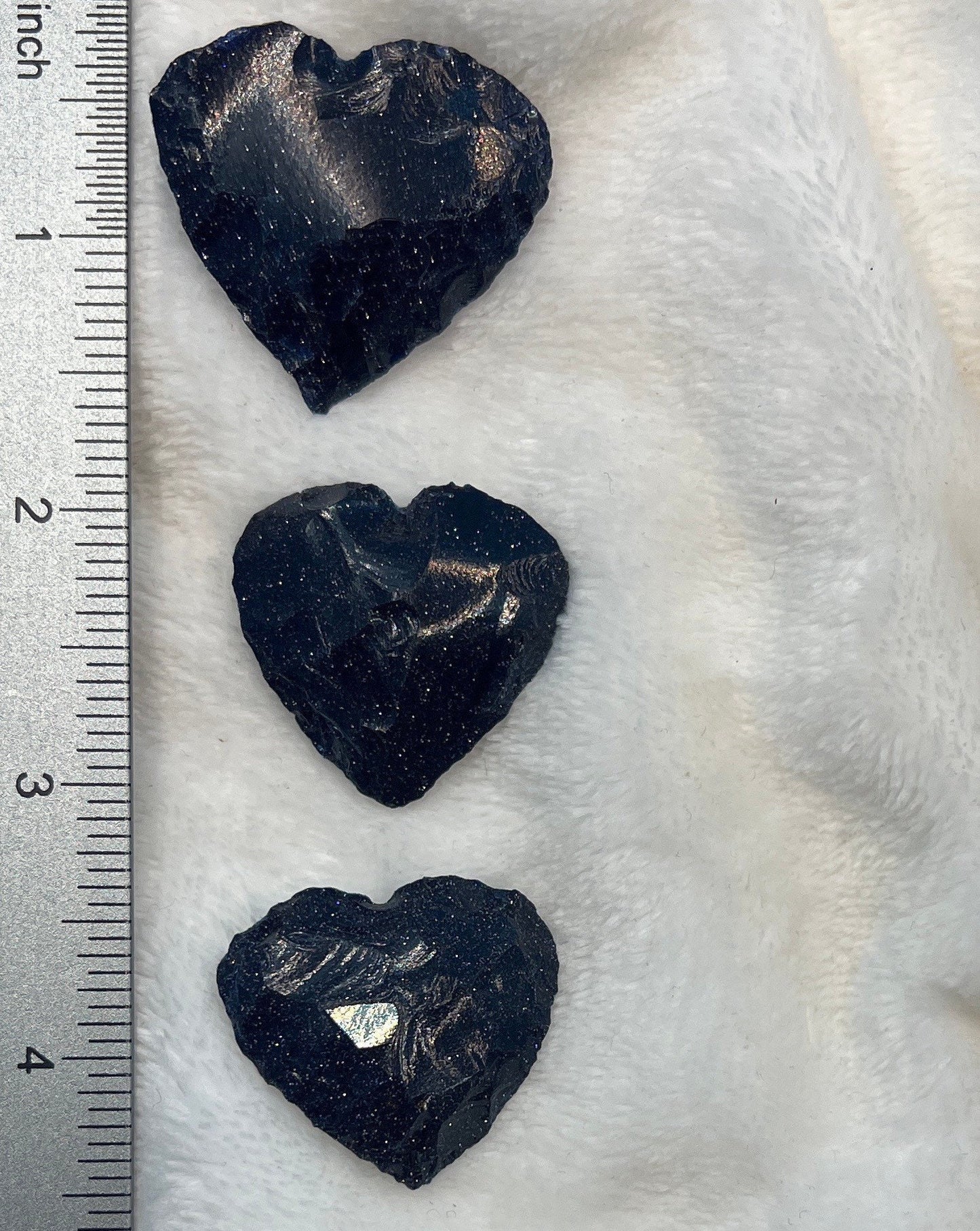 Blue Goldstone Knapped Heart (Approx. 1 1/4" - 1 1/2") 1332